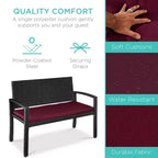 Best Choice Products 2-Person Outdoor Wicker Bench Garden Patio Porch Furniture w/ 700lb Capacity, Cushion