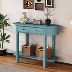 Okak Elegant Console Table with Smooth Glaze, Entry Table with Curved Design and 2 Drawers, Accent Table for Living Room, Hallway