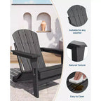 Folding Adirondack Chairs Set of 4 with 2 Side Tables, Modern Outdoor HDPE Chairs for Patio, Deck Balcony Backyard Lawn