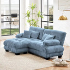 L Shaped Loveseat Sofa Chenille Sectional Couch with Lumbar Pillows