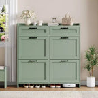 Shoe Cabinet with 4 Flip Drawers & 2 Top Drawers, Wooden Shoe Organizer Cabinet with Adjustable Shelf, Freestanding Shoe Storage Cabinets