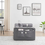 Velvet Convertible 55 2-Seater Sleeper Sofa with Pull-Out Bed, Adjustable Recline, Side Pockets, and Phone Holder