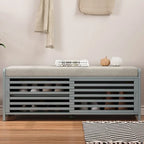 43.30 Solid Wood Storage Bench with Contemporary Distressed Blinds