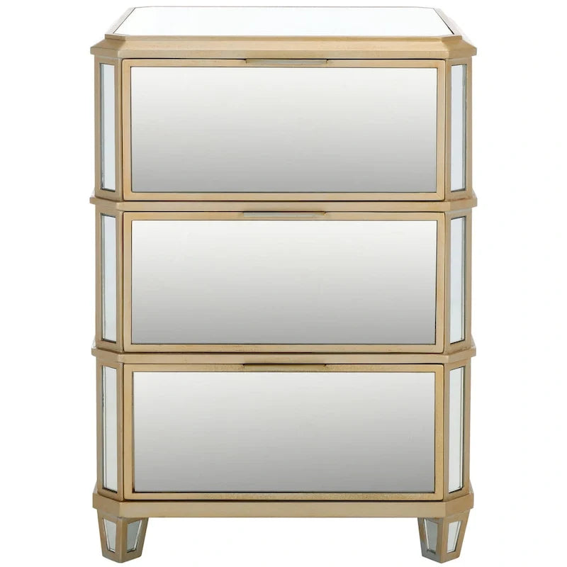 SAFAVIEH Miracle 3-Drawer Mirrored Nightstand