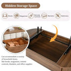 47.2 Lift Top Coffee Table, Oval Wooden Center Table with Hidden Storage, Modern Cocktail Table for Living Room Bedroom Office