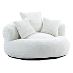 Oversized Round Accent Chair with High Wraparound Back, Chenille Upholstery & 3 Cushions