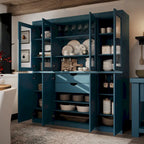100% Solid Wood Kitchen China Pantry Buffet with Glass or Solid Wood Doors and 2-Drawer Kit 65 x 71.5