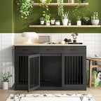 Modern Large Dog Crate with Storage Drawers - Elegant Espresso Finish