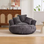 Bean Bag Sofa for Adults Kids, Oversized Corduroy Bean Bag Chair with 3 Pillows & Armrest for Living Room Bedroom - ModernLuxe