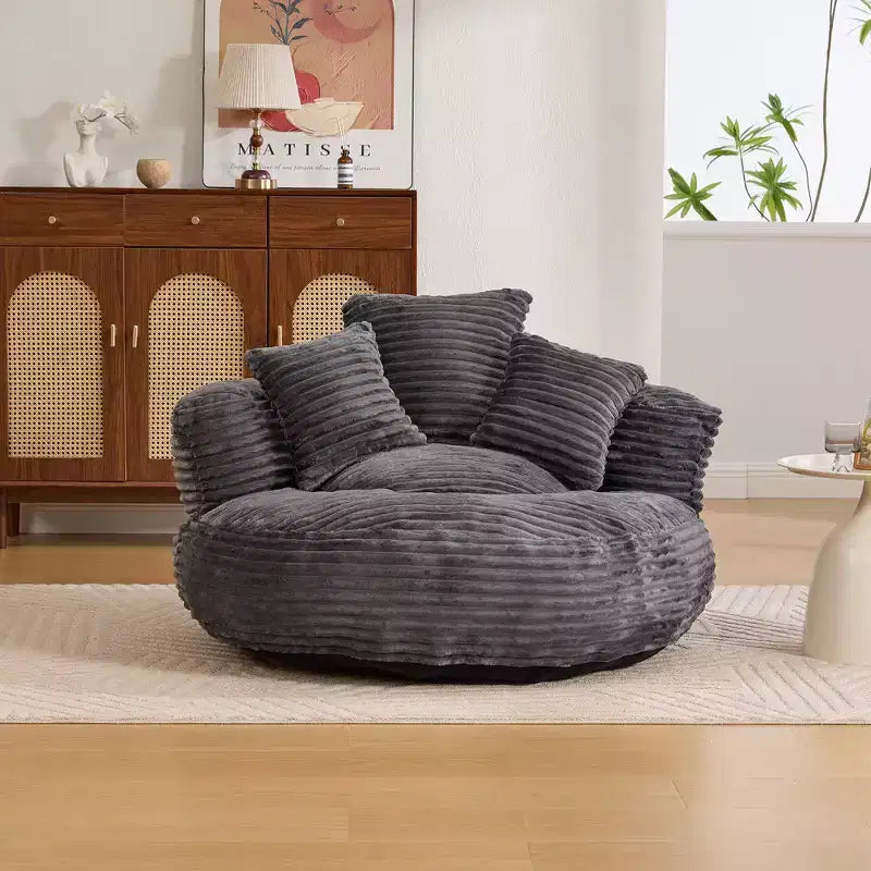Bean Bag Sofa for Adults Kids, Oversized Corduroy Bean Bag Chair with 3 Pillows & Armrest for Living Room Bedroom - ModernLuxe
