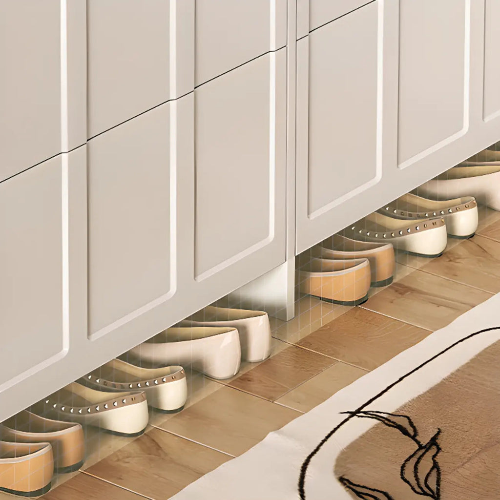 Slim Drop Front 3-Tier White Wood Shoe Storage Cabinet