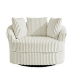 2 Set Oversized 43 W Plush Corduroy Swivel Barrel Chair with Pillows