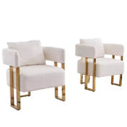 Set of 2 Modern Upholstered Accent Chairs with Gold Metal Legs for Living Room, Bedroom, or Office