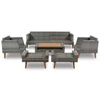 Whisen 6-Pieces All Weather PE Wicker Sofa Set, Outdoor Rattan sofa With Double Cushions