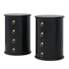 No Assembly Solid Wood End Table, Vintage Round Side Drawers Table