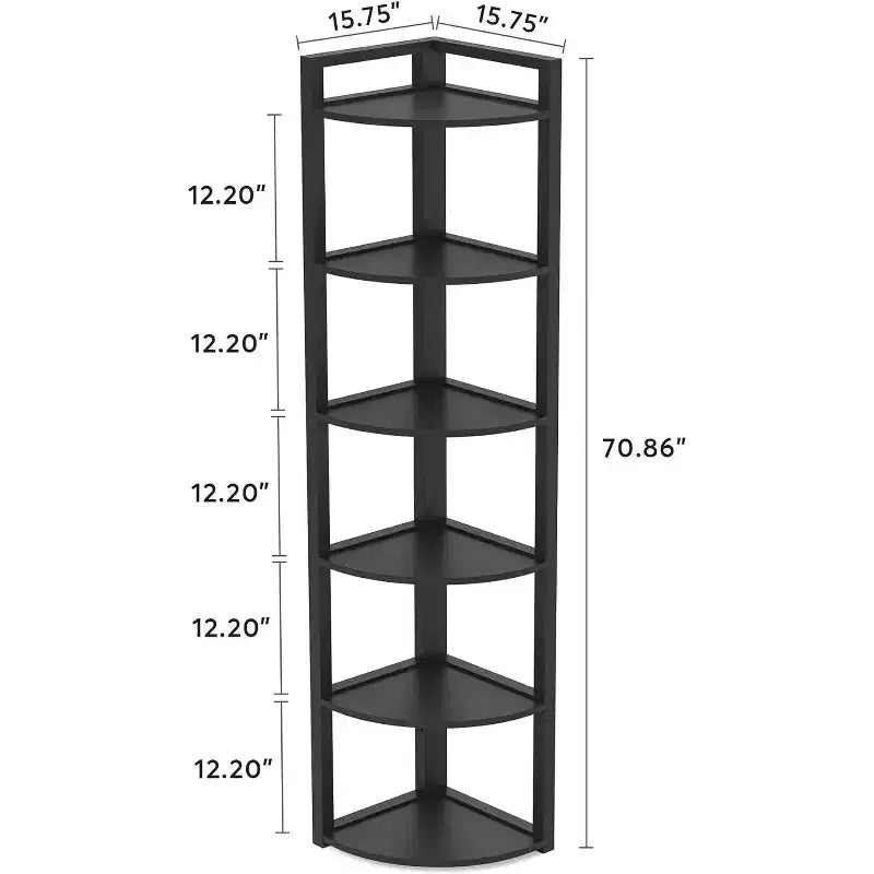 Tribesigns 6-Tier Corner Bookshelf, 70.86 Tall Book Shelving Unit Storage Rack