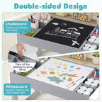 Costway Multifunctional Kids Table & 2 Chairs Set with Removable Double-sized Tabletop Gray + White/Natural + White