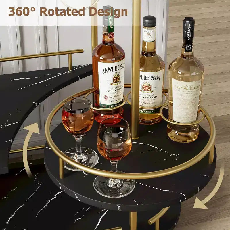 Bar Carts with 4-Tiers Storage ShelvesMobile Bar Seving Carts On Wheels with Wine Rack and Glass Holder for Kitchen, Dining Room, Living Room