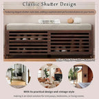 43.30 Solid Wood Storage Bench with Contemporary Distressed Blinds