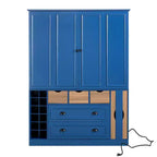 Whisen 71 Tall Freestanding Kitchen Pantry, Large Dining Storage Cabinet Cupboard Sideboards With 4 Foldable Doors, Shelves, Wine Racks