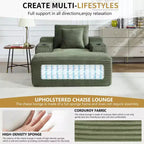 67 Chaise Lounge Chair, Indoor Sleeper Sofa Bed with 2 Pillows, Boneless Single Sofa Couch for Living Room, No Assembly Required