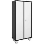 Garage Storage Cabinet with Wheels & Pegboard, 72 H Locking Metal Storage Cabinet with 2 Doors & 4 Adjustable Shelves for Garage Workshop