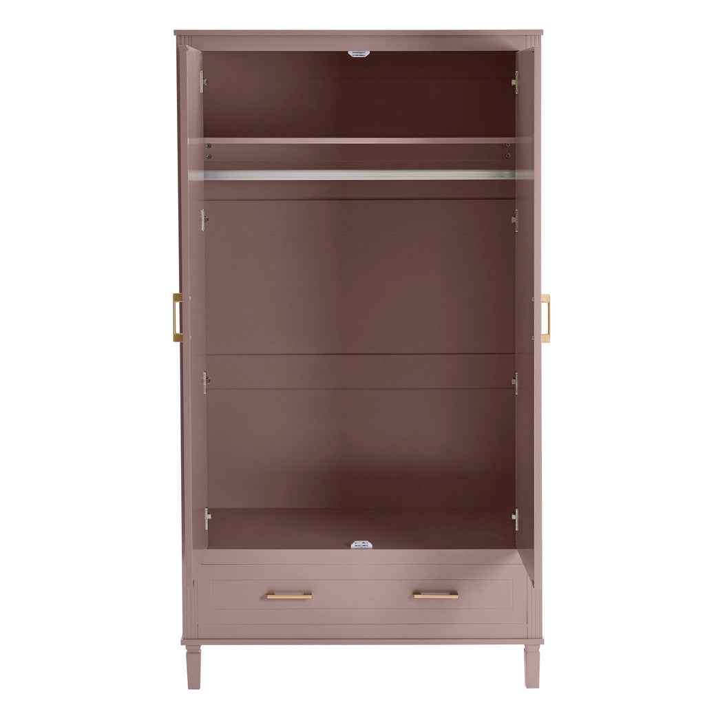 2 Door Wardrobe with Drawer - Dusty Mauve