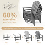 Vrakae 6 Pcs Patio HDPE All-Weather Stacking Adirondack Chair