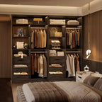 Closet Organizer with Wood Drawers, Freestanding Closet System with Hanging Rods