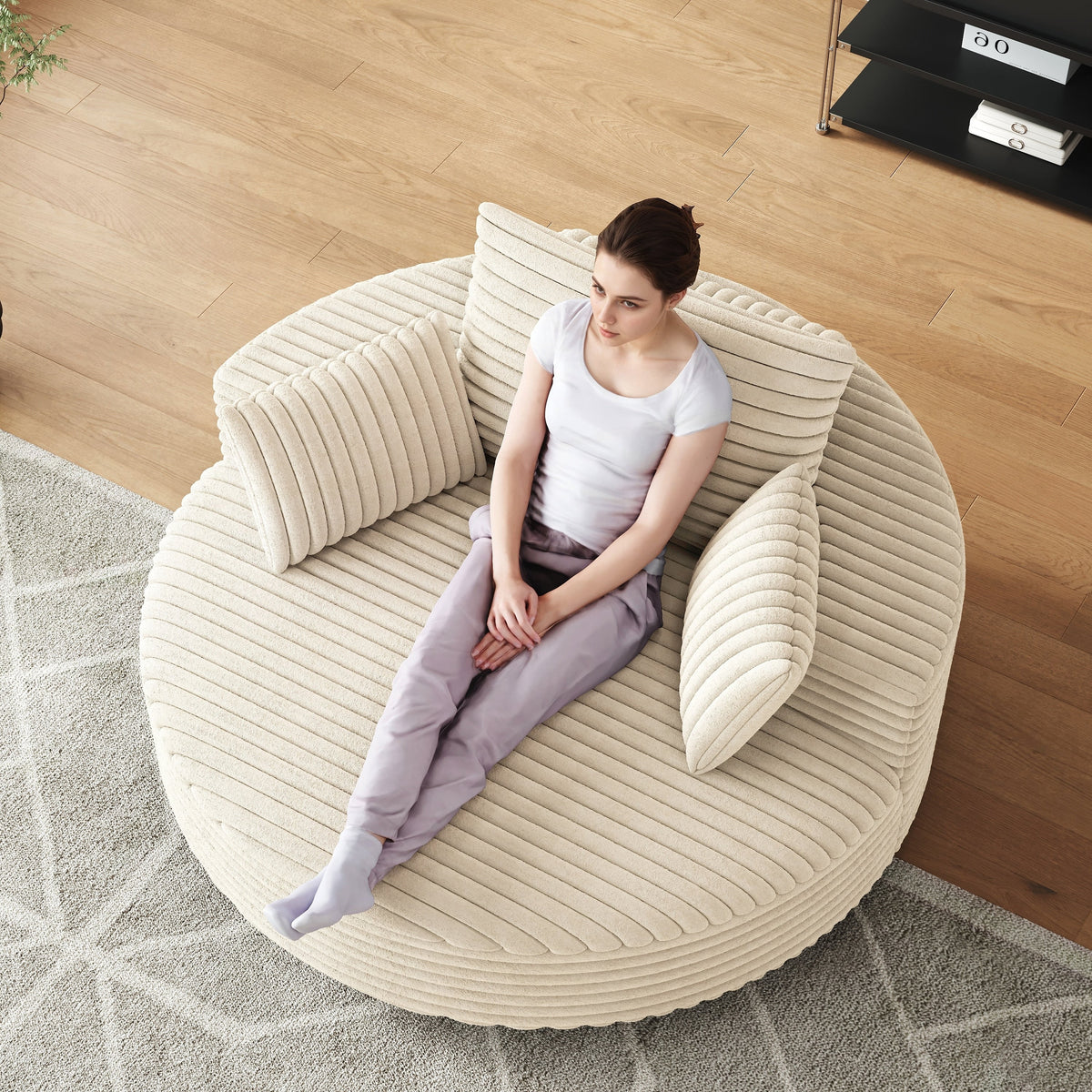 Corduroy Chenille Foam Single Swivel Chair