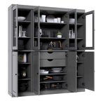 100% Solid Wood Kitchen China Pantry Buffet with Glass or Solid Wood Doors and 2-Drawer Kit 65 x 71.5