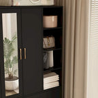 Wardrobe Clo Armoire wi/Mirror & Scalable Hanging Rod Space Saving