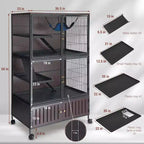 Small Animal Cage, Ferret Cage - 59 5-Tier Habitat with Storage Cabinet, Includes Hammock/Wheels/Removable Ramps/Easy-Clean Trays