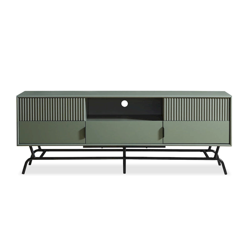 DH BASIC Modern 60-inch 3-Drawer Media Cabinet TV Stand with Cable Hole by Denhour