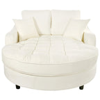 Chenille Chaise Lounge Sofa Bed, Upholstered Sofa Couch with Tufted Backrest and 2 Detachable Pillows for Living Room