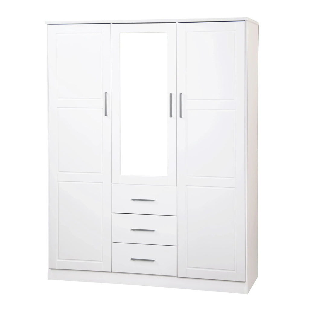 Palace Imports 100% Solid Wood Cosmo 3-Door Wardrobe Armoire with Solid Wood or Mirrored Doors
