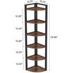 LITTLE TREE 70.9 6 Tier Corner Bookshelf Rustic Brown