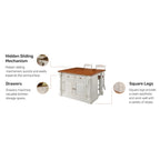 Homestyles Monarch 3-Piece Off-White Wood Kitchen Island Set with Drop Leaf Wood Top - 48 x 25 x 36