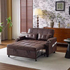 Upholstered Cats Claw Leather Convertible Reclining Sleeper Sofa Bed With Cushions For Small Spaces
