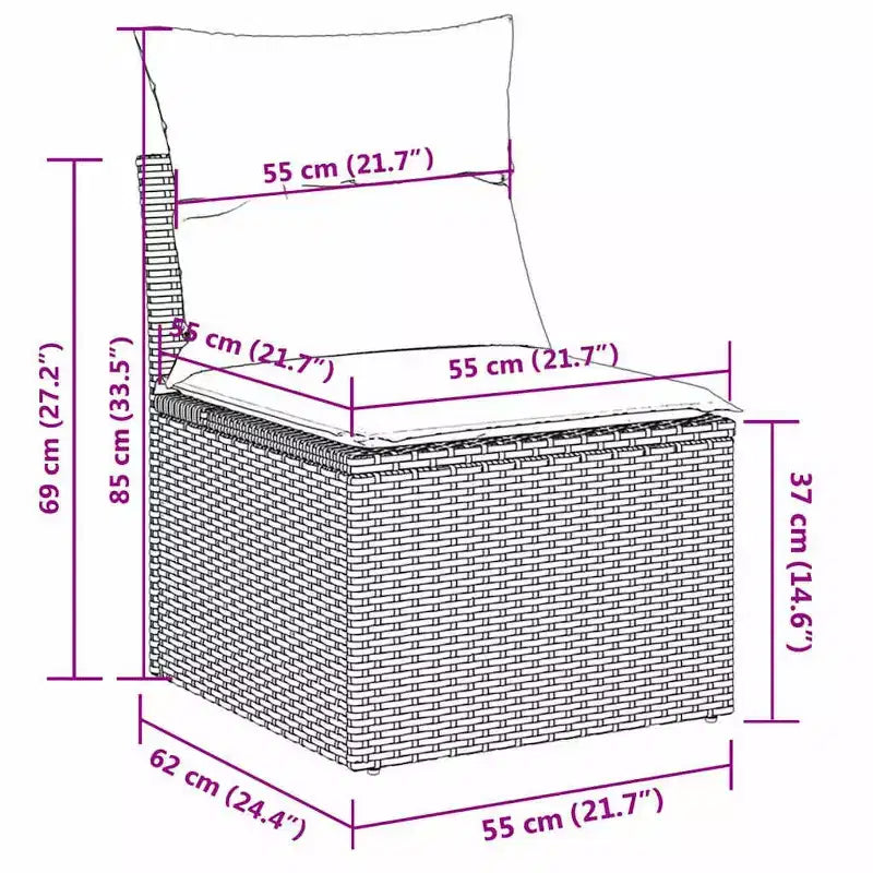 vidaXL 9 Piece Patio Sofa Set with Cushions Gray Poly Rattan