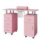 Manicure Table Nail Desk Station with Dust Collector, Locking Castors, Wrist Cushion & Storage for Home, Nail Tech & Beauty Salon