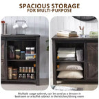 SinCiDo Farmhouse 60Dressing Table with Sliding Barn Door and 4 Drawers,Drawer Cabinet Living Room,Bedroom,Coffee Bar