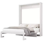 Whisen Full Size Murphy Bed Frame & 61.5 Cabinet Bed Folding Wall Bed with Desk Combo