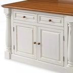 Homestyles Monarch 3-Piece Off-White Wood Kitchen Island Set with Drop Leaf Wood Top - 48 x 25 x 36