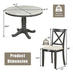 5 Pieces Dining Table and Chairs Set for 4 Persons