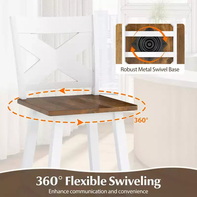 Costway 24 Swivel Barstools Set of 4 w/Backrest Large Seat Footrest for Kitchen Island