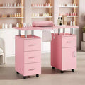 Manicure Table Nail Desk Station with Dust Collector, Locking Castors, Wrist Cushion & Storage for Home, Nail Tech & Beauty Salon