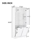 Bathroom Storage Cabinet with Doors and Drawers Tilt-Out Laundry Hamper Multiple Storage Space Freestanding Style