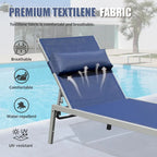 Patio Chaise Lounge Set of 3, Aluminum Pool Lounge Chairs with Side Table, Outdoor Adjustable Recliner All Weather