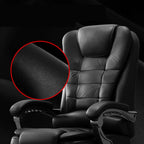 Ergonomic Black Leather Swivel Office Chair with Footrest